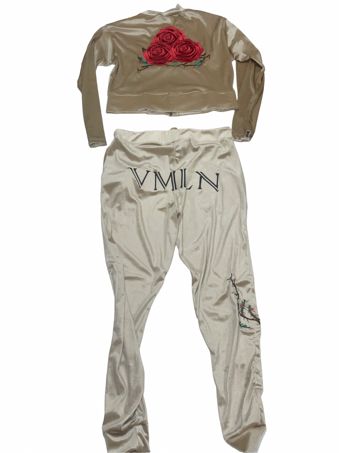Womens Velour Crop set