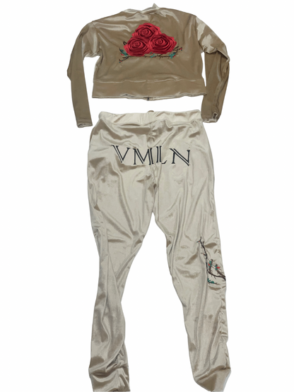 Womens Velour Crop set
