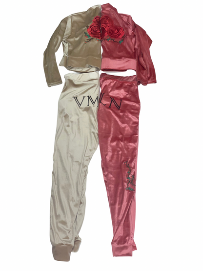 Womens Velour Crop set